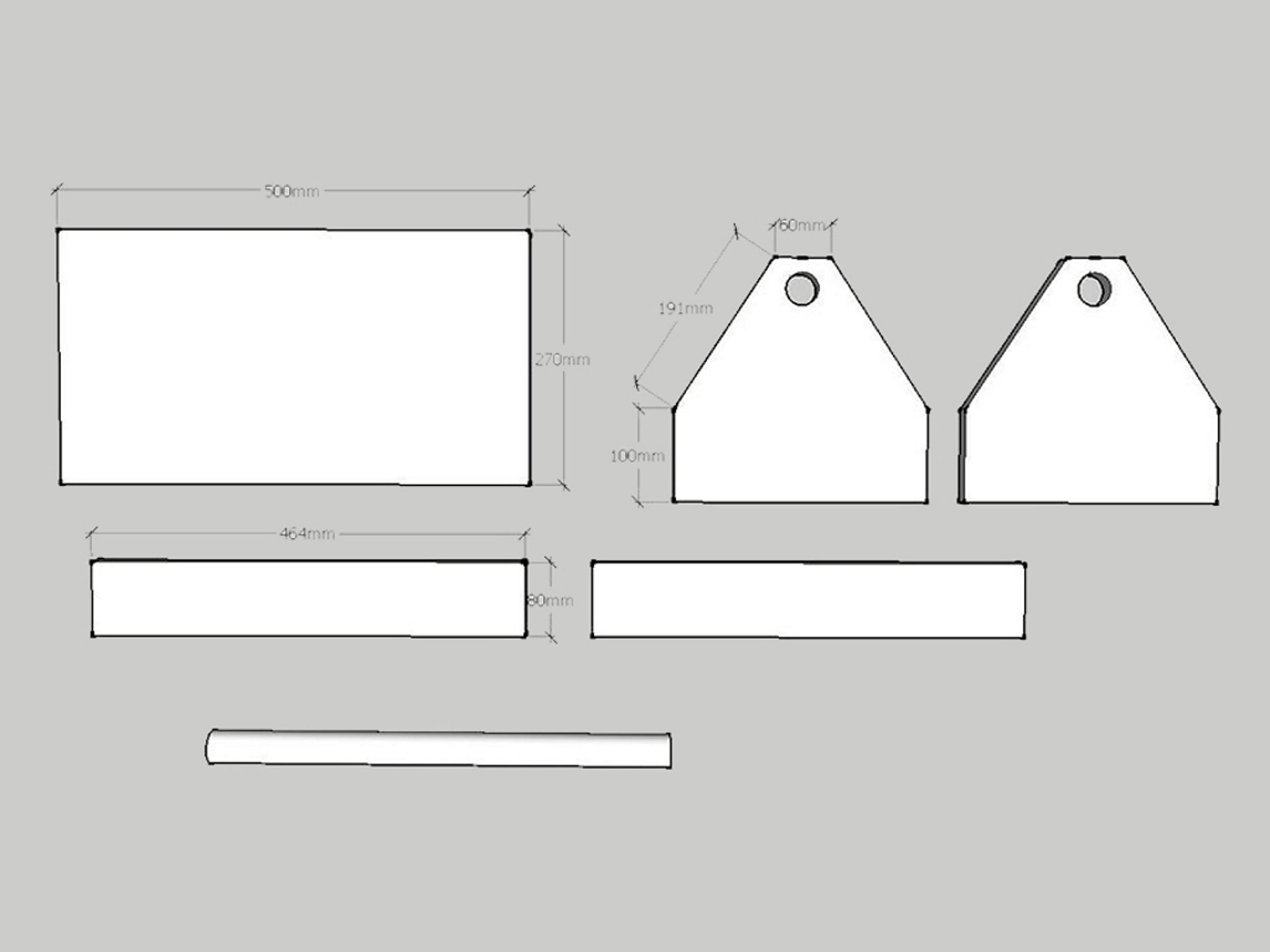 wood parts template for wood basket